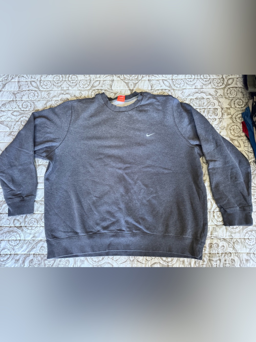Nike Charcoal Gray Crewneck Sweatshirt with Small Swoosh
